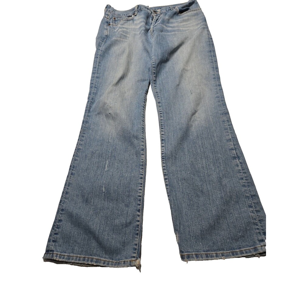 Womens 12 Vtg Lucky Brand Easy Rider Jeans Bootleg Light Distressed Jeans 34x32